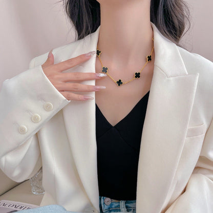 Mystic CLOVER 10 MOTIFS ONYX NECKLACE