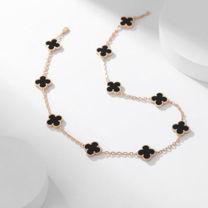 Mystic CLOVER 10 MOTIFS ONYX NECKLACE