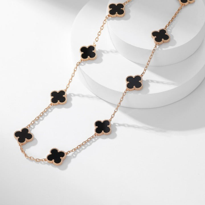 Mystic CLOVER 10 MOTIFS ONYX NECKLACE