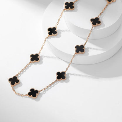 Mystic CLOVER 10 MOTIFS ONYX NECKLACE