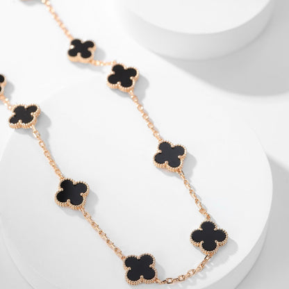 Mystic CLOVER 10 MOTIFS ONYX NECKLACE