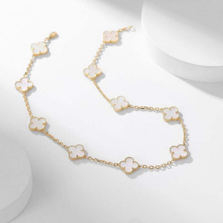 Mystic CLOVER 10 MOTIFS WHITE MOTHER OF PEARL NECKLACE