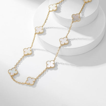 Mystic CLOVER 10 MOTIFS WHITE MOTHER OF PEARL NECKLACE