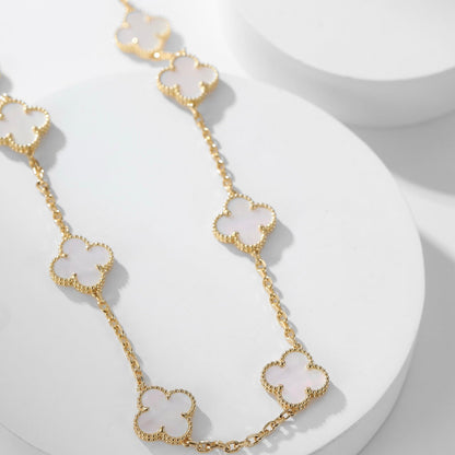 Mystic CLOVER 10 MOTIFS WHITE MOTHER OF PEARL NECKLACE