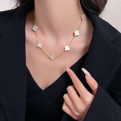 Mystic CLOVER 10 MOTIFS WHITE MOTHER OF PEARL NECKLACE