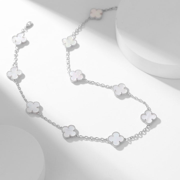 Mystic CLOVER 10 MOTIFS WHITE MOTHER OF PEARL NECKLACE