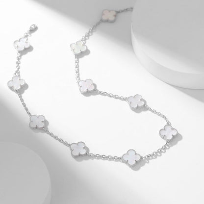 Mystic CLOVER 10 MOTIFS WHITE MOTHER OF PEARL NECKLACE