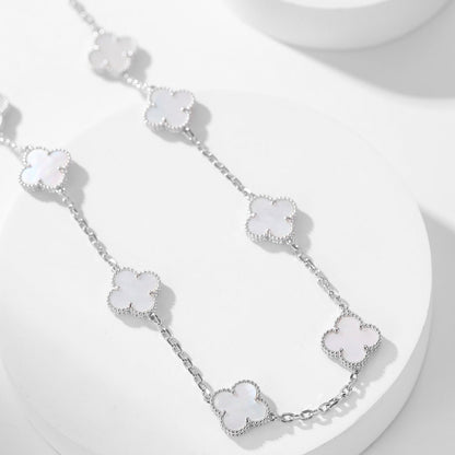 Mystic CLOVER 10 MOTIFS WHITE MOTHER OF PEARL NECKLACE