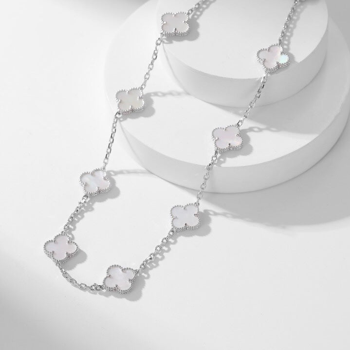 Mystic CLOVER 10 MOTIFS WHITE MOTHER OF PEARL NECKLACE