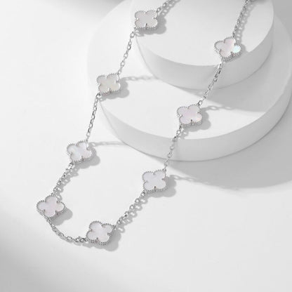 Mystic CLOVER 10 MOTIFS WHITE MOTHER OF PEARL NECKLACE