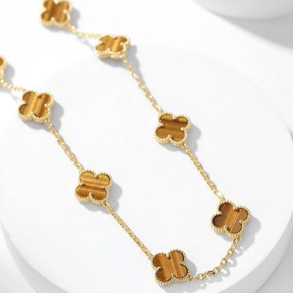 Mystic CLOVER 10 MOTIFS TIGER EYE NECKLACE