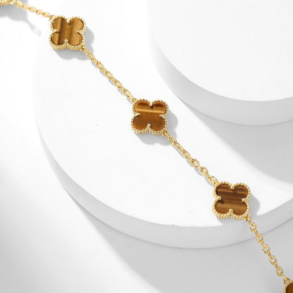 Mystic CLOVER 10 MOTIFS TIGER EYE NECKLACE