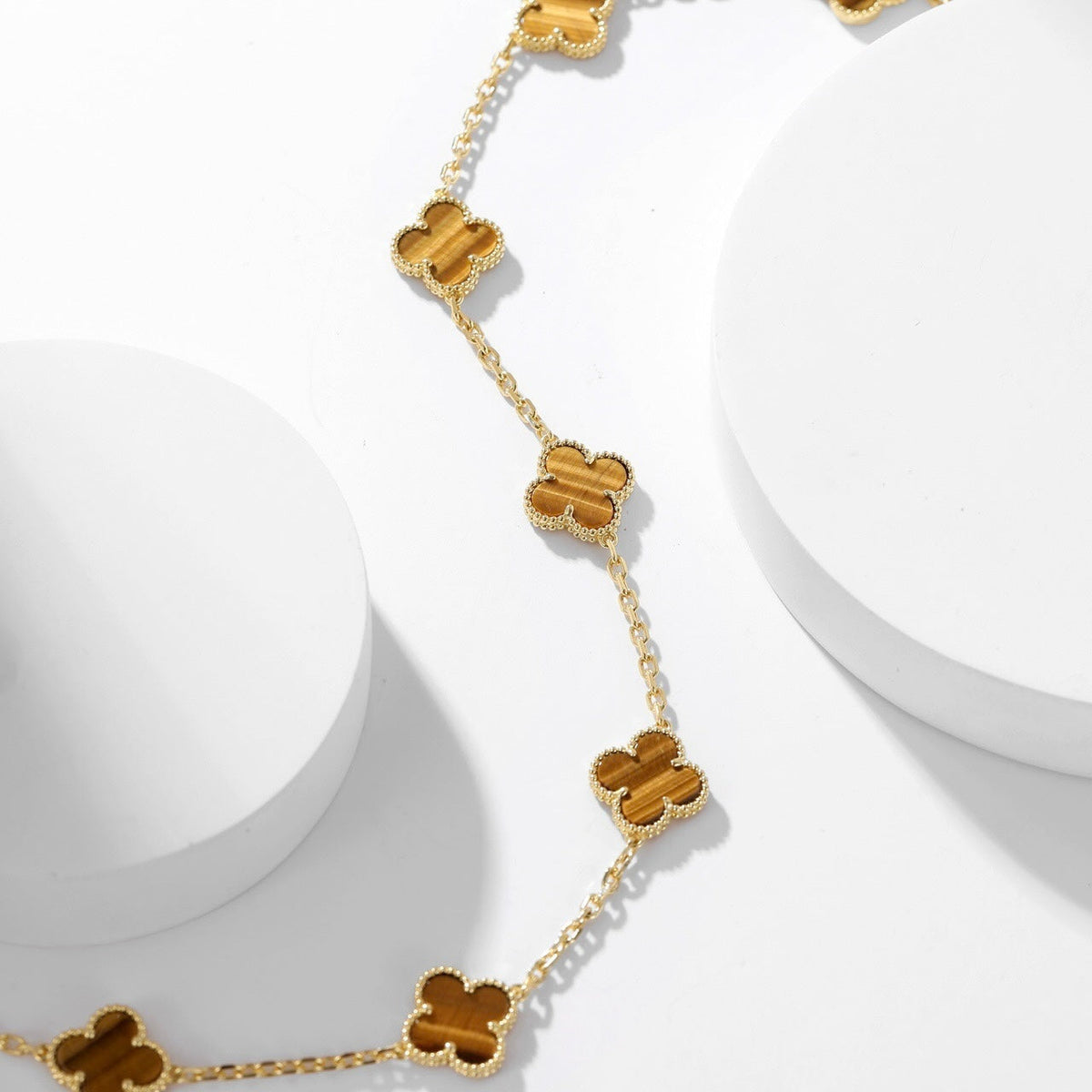 Mystic CLOVER 10 MOTIFS TIGER EYE NECKLACE