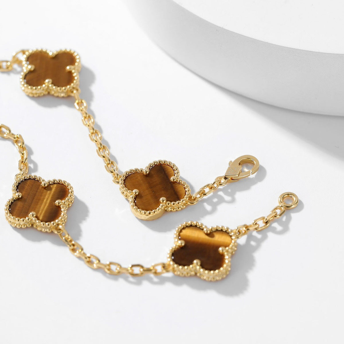 Mystic CLOVER 10 MOTIFS TIGER EYE NECKLACE