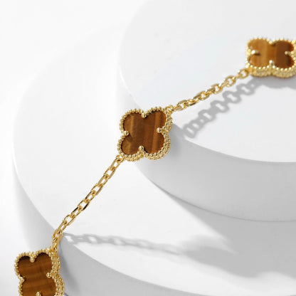 Mystic CLOVER 10 MOTIFS TIGER EYE NECKLACE