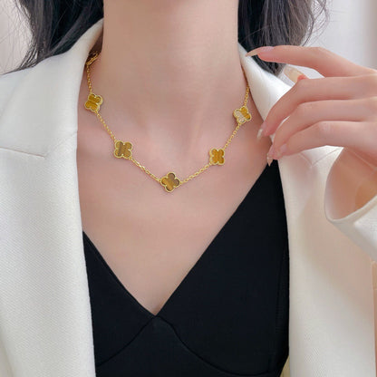 Mystic CLOVER 10 MOTIFS TIGER EYE NECKLACE