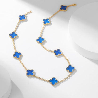 Mystic CLOVER 10 MOTIFS BLUE AGATE NECKLACE