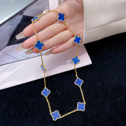 Mystic CLOVER 10 MOTIFS BLUE AGATE NECKLACE