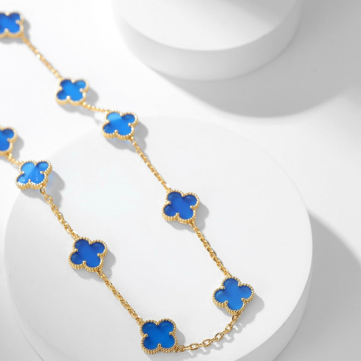 Mystic CLOVER 10 MOTIFS BLUE AGATE NECKLACE