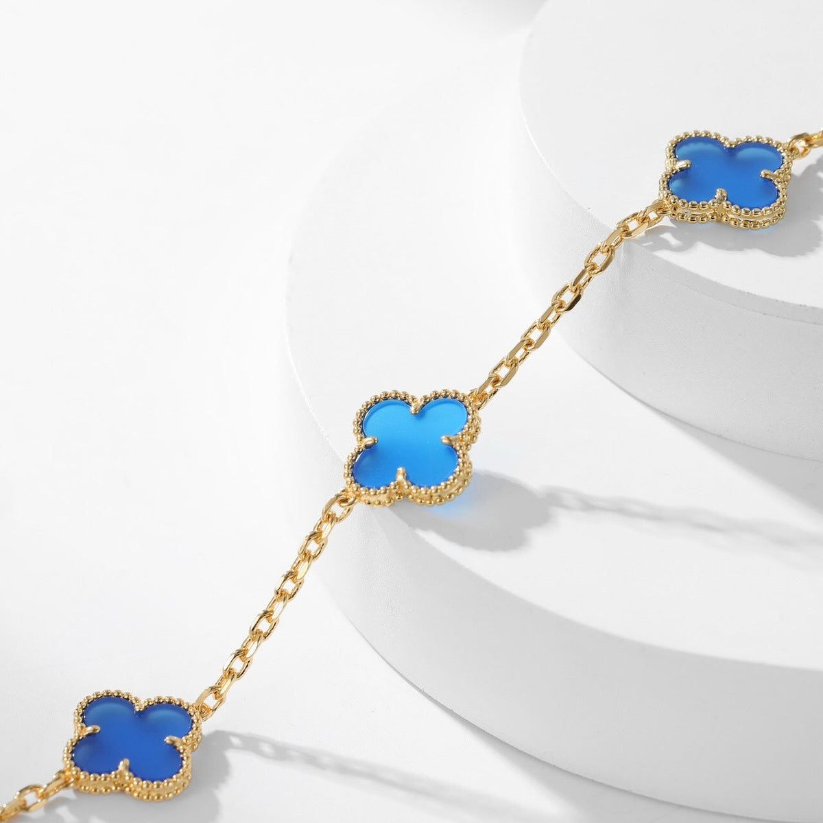 Mystic CLOVER 10 MOTIFS BLUE AGATE NECKLACE