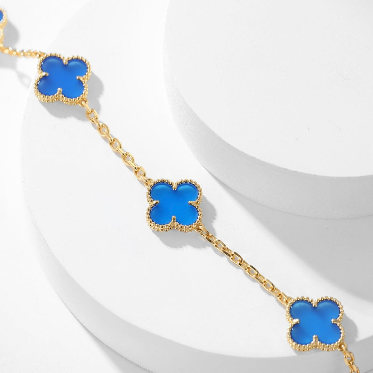 Mystic CLOVER 10 MOTIFS BLUE AGATE NECKLACE