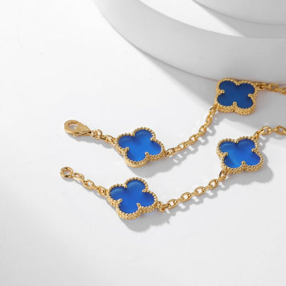 Mystic CLOVER 10 MOTIFS BLUE AGATE NECKLACE