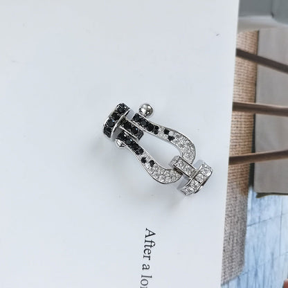 Mystic FORCE LARGE HORSESHOE BLACK WHITE DIAMOND BRACELET ROSE GOLD