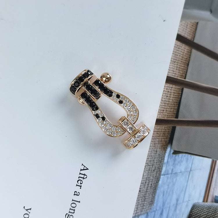 Mystic FORCE LARGE HORSESHOE BLACK WHITE DIAMOND BRACELET ROSE GOLD
