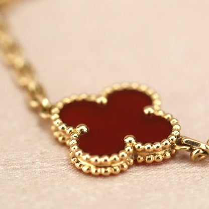 [Mystic ]New  CLOVER 5 MOTIF RED CORNELIAN BRACELET COLLECTION