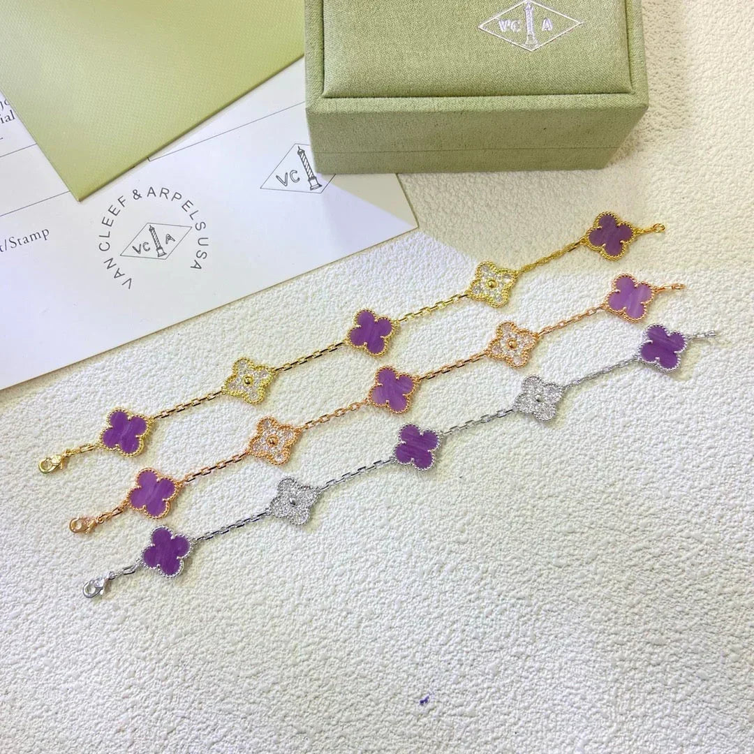 [Mystic ]New  CLOVER 5 MOTIF VIOLET BRACELET COLLECTION