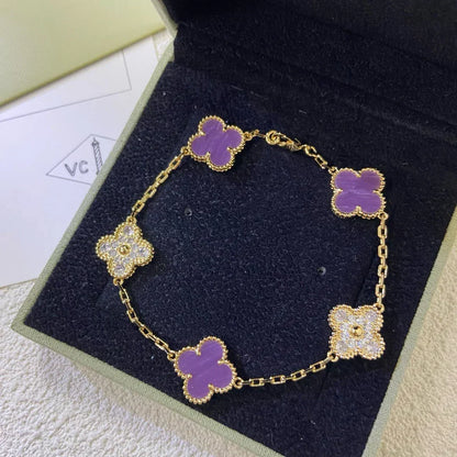 [Mystic ]New  CLOVER 5 MOTIF VIOLET BRACELET COLLECTION