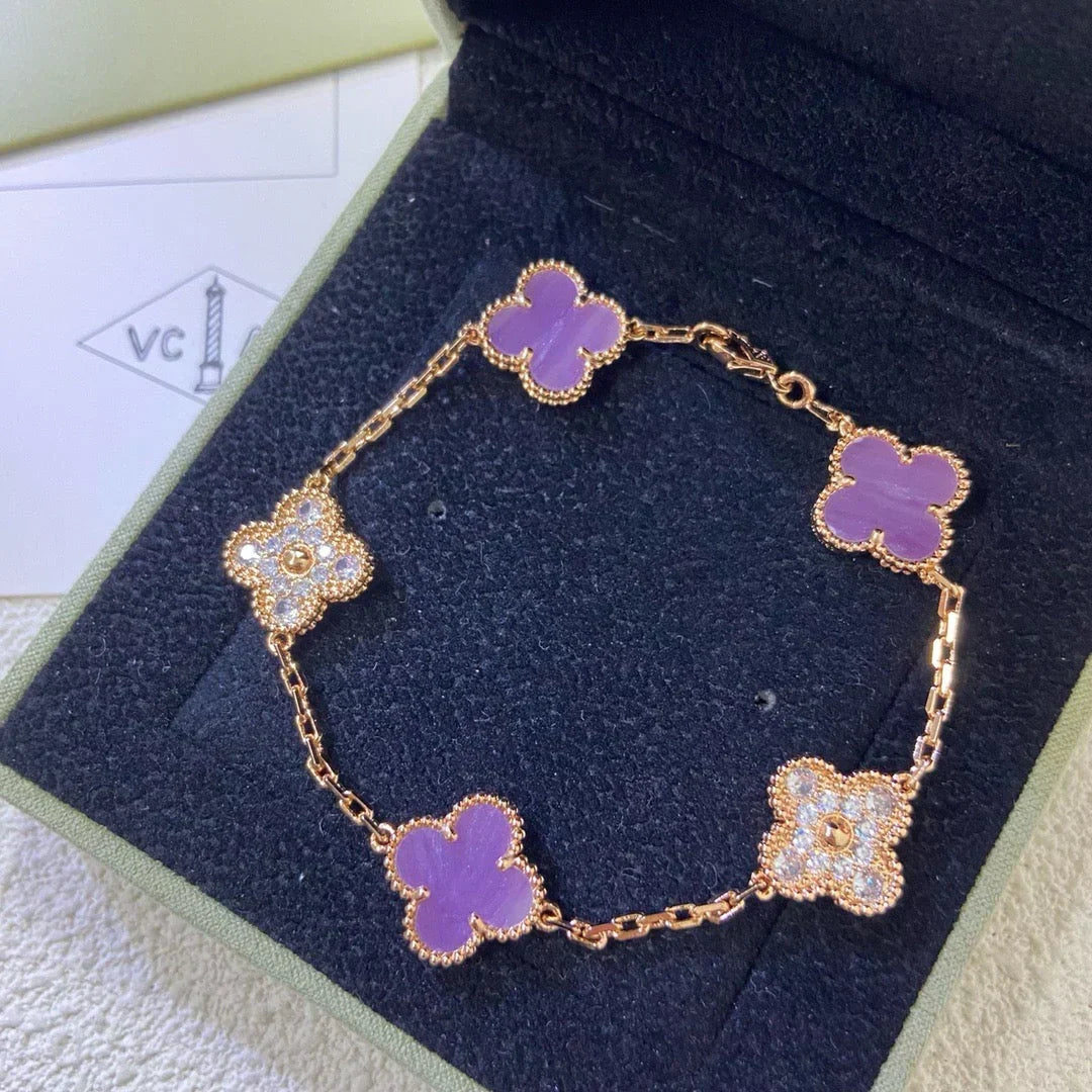 [Mystic ]New  CLOVER 5 MOTIF VIOLET BRACELET COLLECTION