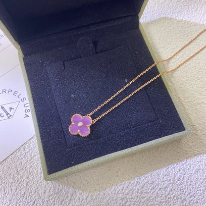 Mystic CLOVER 15MM DIAMOND  PURPLE VIOLET NECKLACE