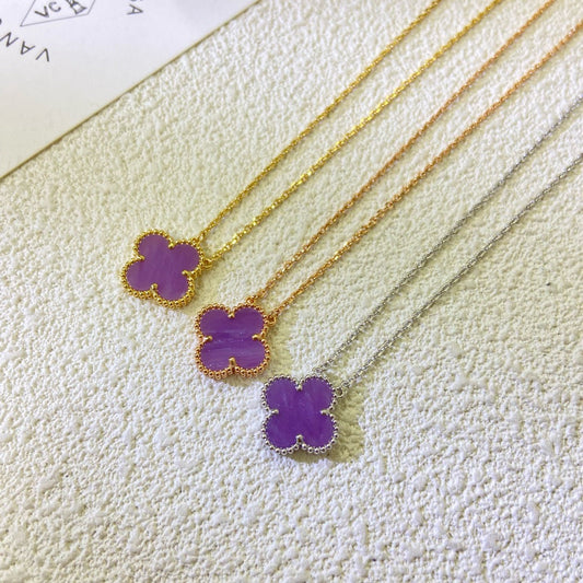 Mystic CLOVER 15MM  PURPLE VIOLET NECKLACE