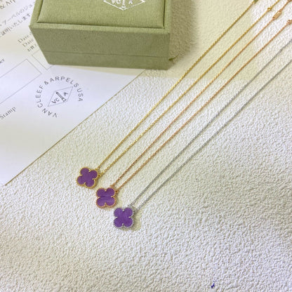 Mystic CLOVER 15MM  PURPLE VIOLET NECKLACE