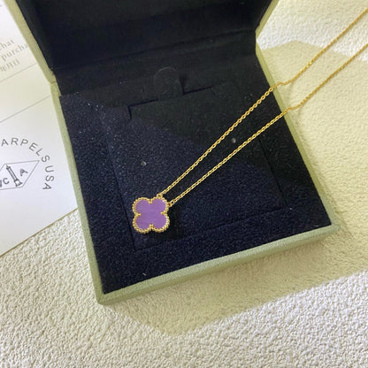 Mystic CLOVER 15MM  PURPLE VIOLET NECKLACE