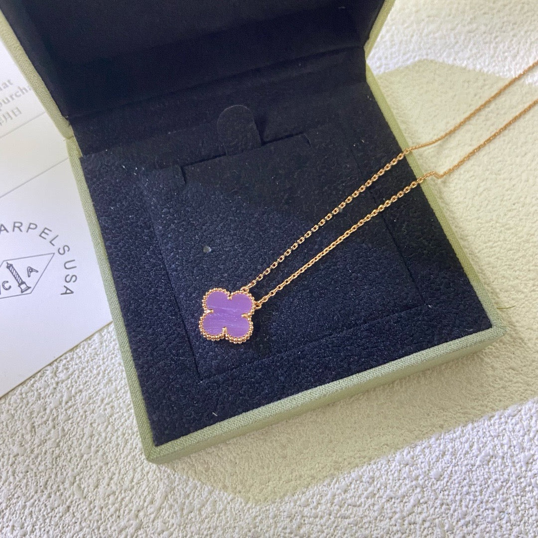 Mystic CLOVER 15MM  PURPLE VIOLET NECKLACE