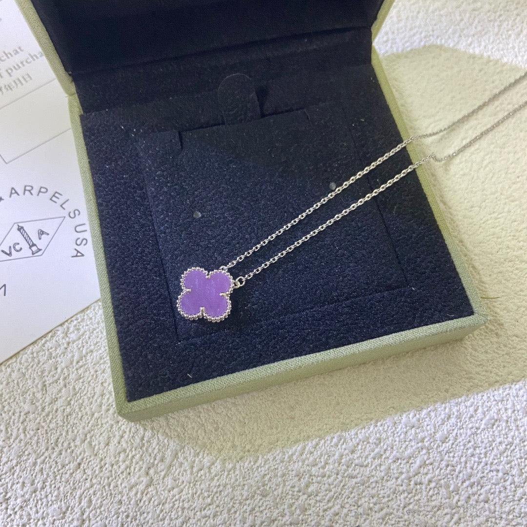 Mystic CLOVER 15MM  PURPLE VIOLET NECKLACE
