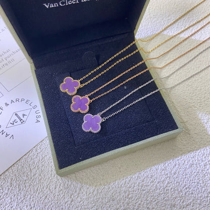 Mystic CLOVER 15MM  PURPLE VIOLET NECKLACE