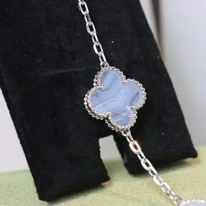 [Mystic ]New  CLOVER 5 MOTIF PURPLE CHALCEDONY BRACELET COLLECTION