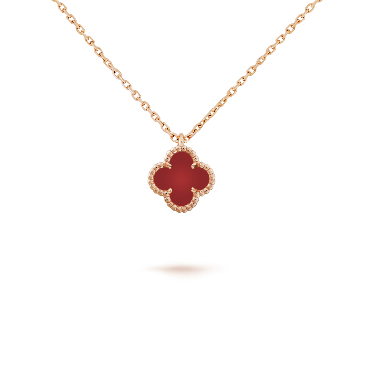 Mystic CLOVER MINI 9.5MM WHITE CARNELIANS NECKLACE