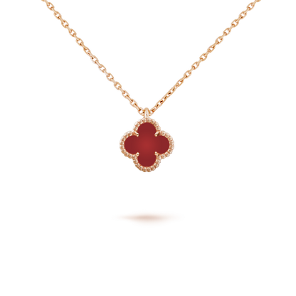 Mystic CLOVER MINI 9.5MM WHITE CARNELIANS NECKLACE