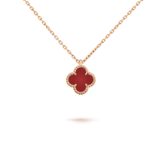 Mystic CLOVER MINI 9.5MM WHITE CARNELIANS NECKLACE