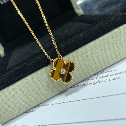 Mystic CLOVER 15MM DIAMOND AND YELLOW TIGER'S EYE AGATE necklace