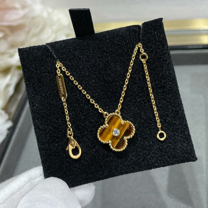 Mystic CLOVER 15MM DIAMOND AND YELLOW TIGER'S EYE AGATE necklace