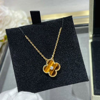 Mystic CLOVER 15MM DIAMOND AND YELLOW TIGER'S EYE AGATE necklace