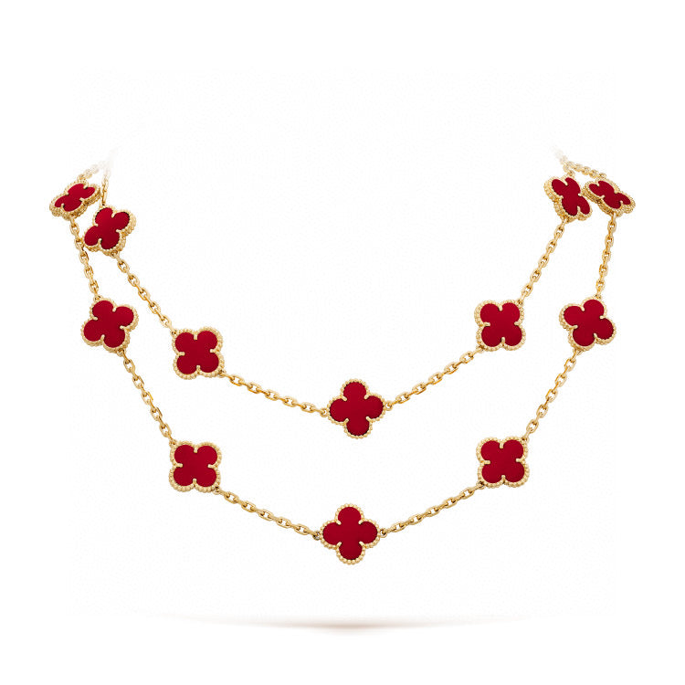 Mystic CLOVER 20 MOTIFS CARNELIAN NECKLACE