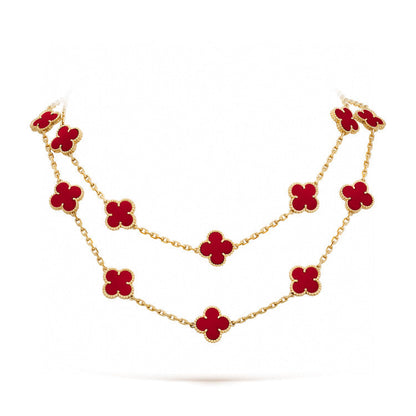 Mystic CLOVER 20 MOTIFS CARNELIAN NECKLACE