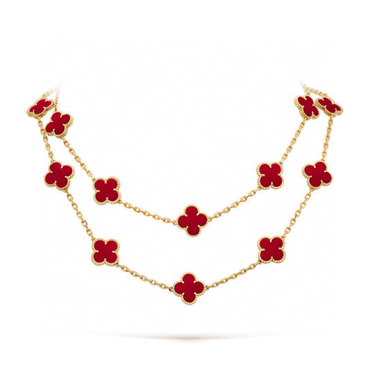 Mystic CLOVER 20 MOTIFS CARNELIAN NECKLACE