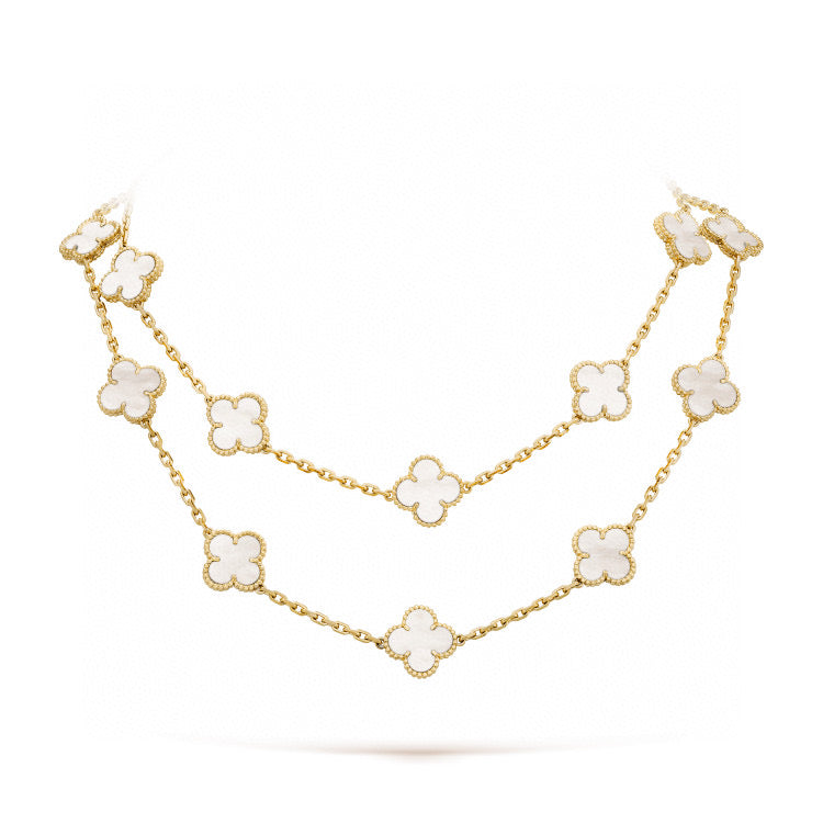 Mystic CLOVER 20 MOTIFS WHITE MOP NECKLACE